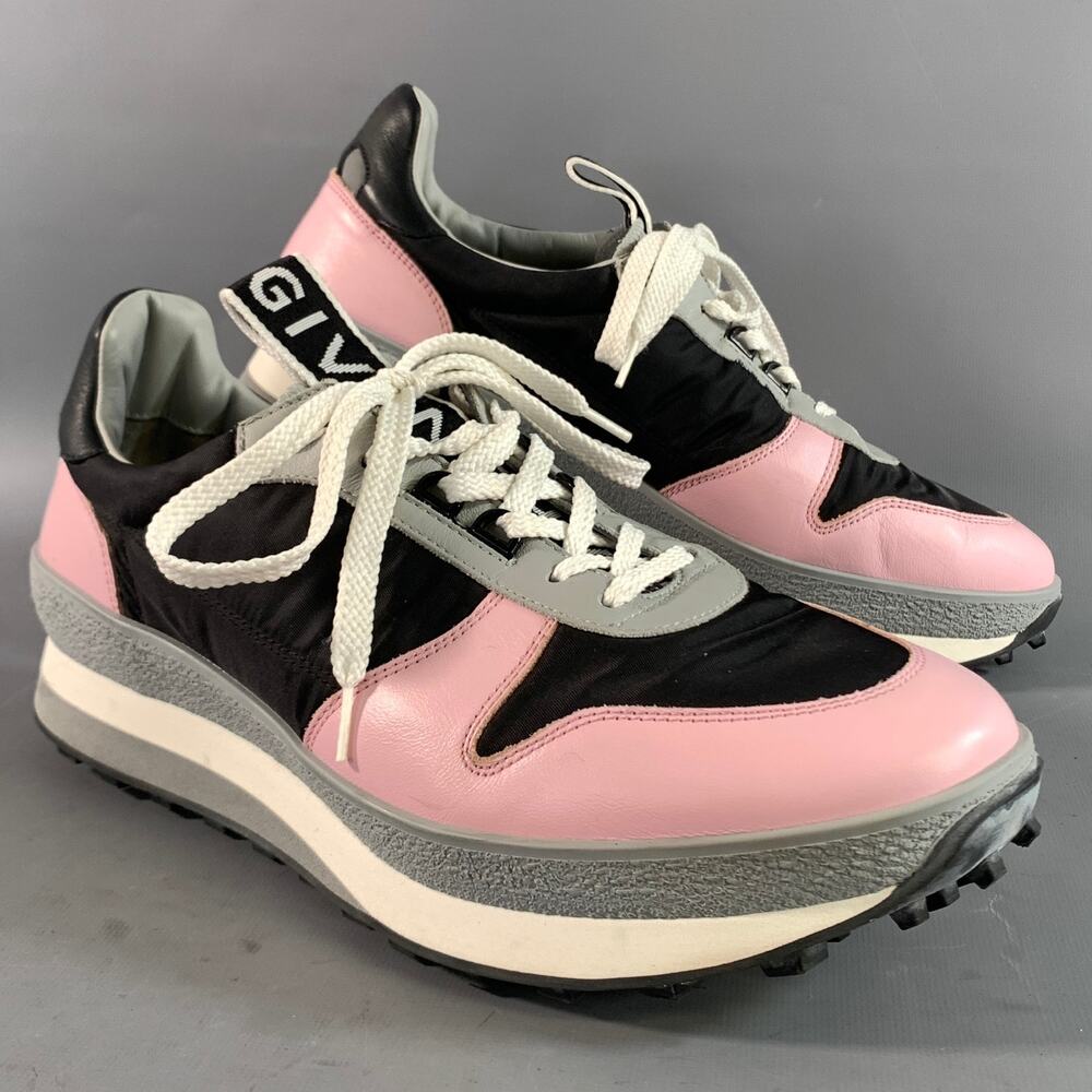 GIVENCHY Size 10 Pink Black Mixed Fabrics Low Top Lace Up Shoes